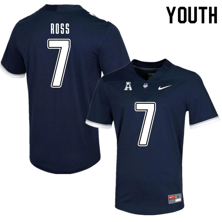 Youth #7 Cameron Ross Uconn Huskies College Football Jerseys Sale-Navy - Click Image to Close
